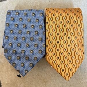 Ermenegildo Zegna Bundle of 2x Silk Ties Blue and Yellow